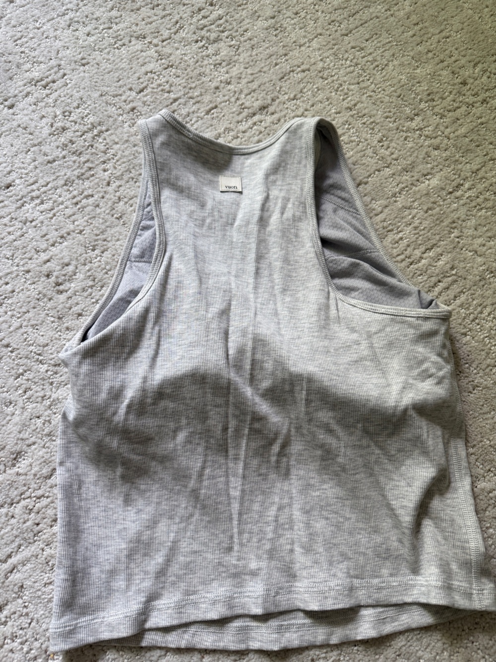 Vuori Pose Plyo Grey Ribbed Cropped Tank Top - Picture 3 of 3